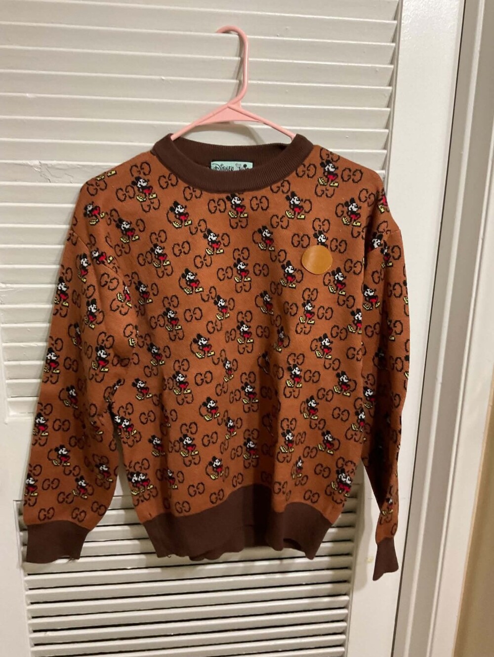 Brown & Black Mickey Mouse Logo Crewneck Sweater